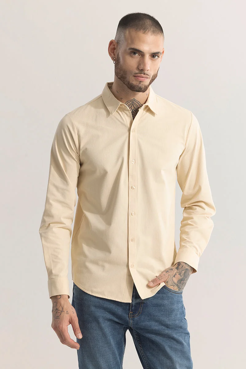 SNITCH Beige Beige Textured Long Sleeve Slim Fit Casual Shirt for Men | Best Price UAE