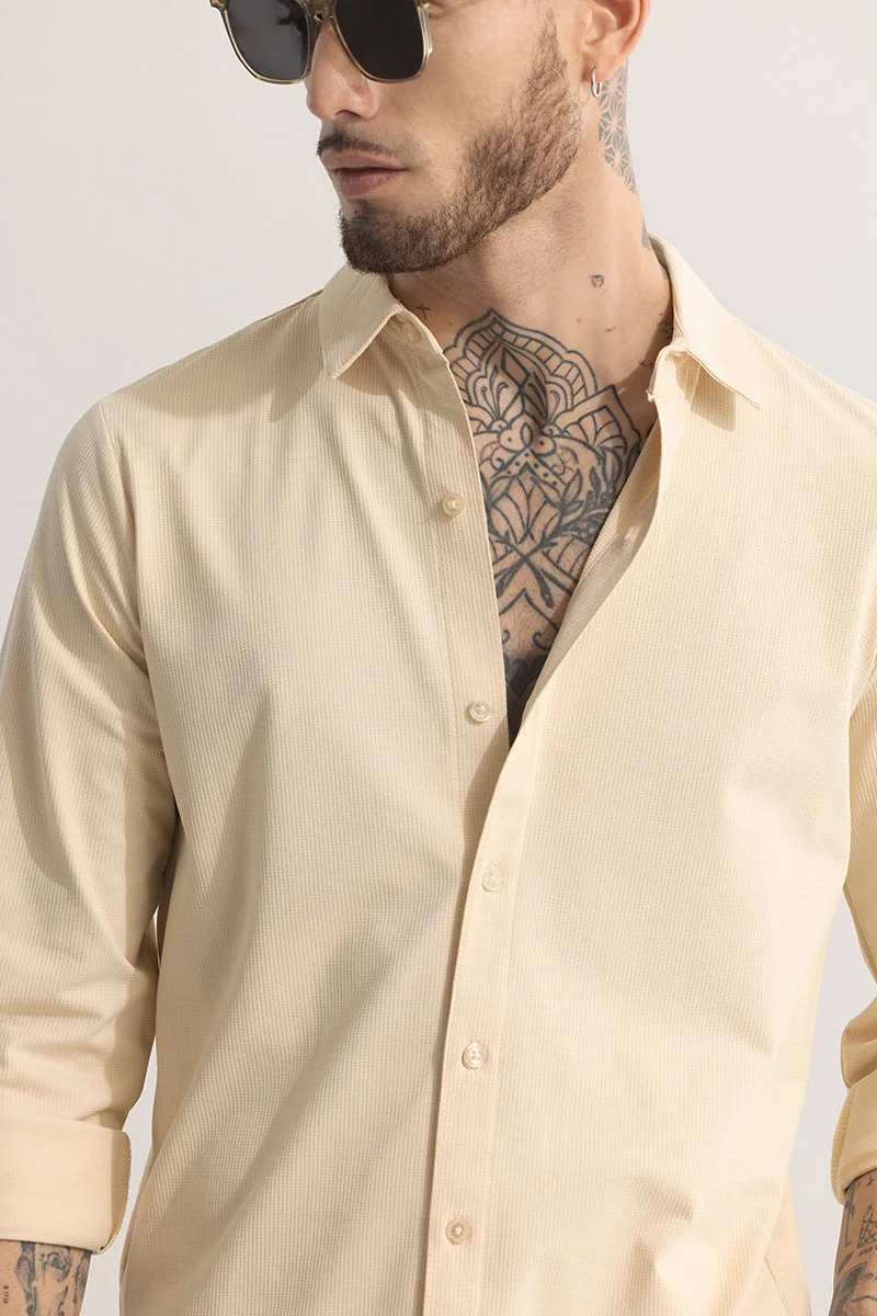 SNITCH Beige Beige Textured Long Sleeve Slim Fit Casual Shirt for Men | Best Price UAE