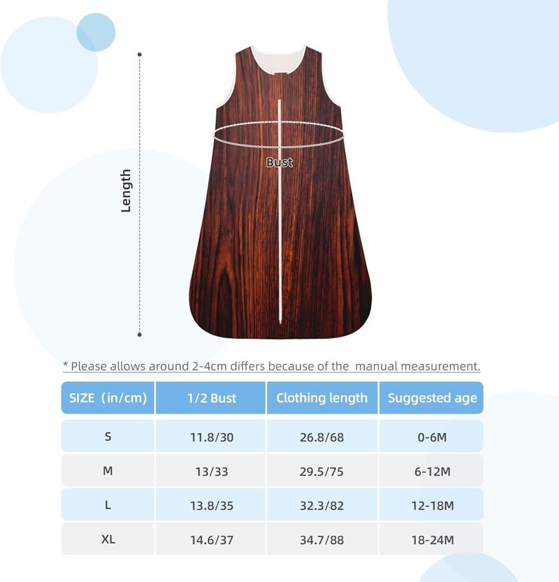 Dark Mahogany Wood Grain Brown Wood Pattern Baby Wearable Blanket Infant Boys Girls Sleeping Bags for Newborn Medium - Image 5