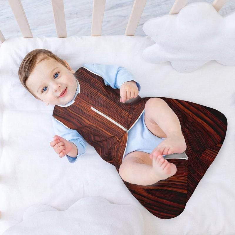Dark Mahogany Wood Grain Brown Wood Pattern Baby Wearable Blanket Infant Boys Girls Sleeping Bags for Newborn Medium - Image 3