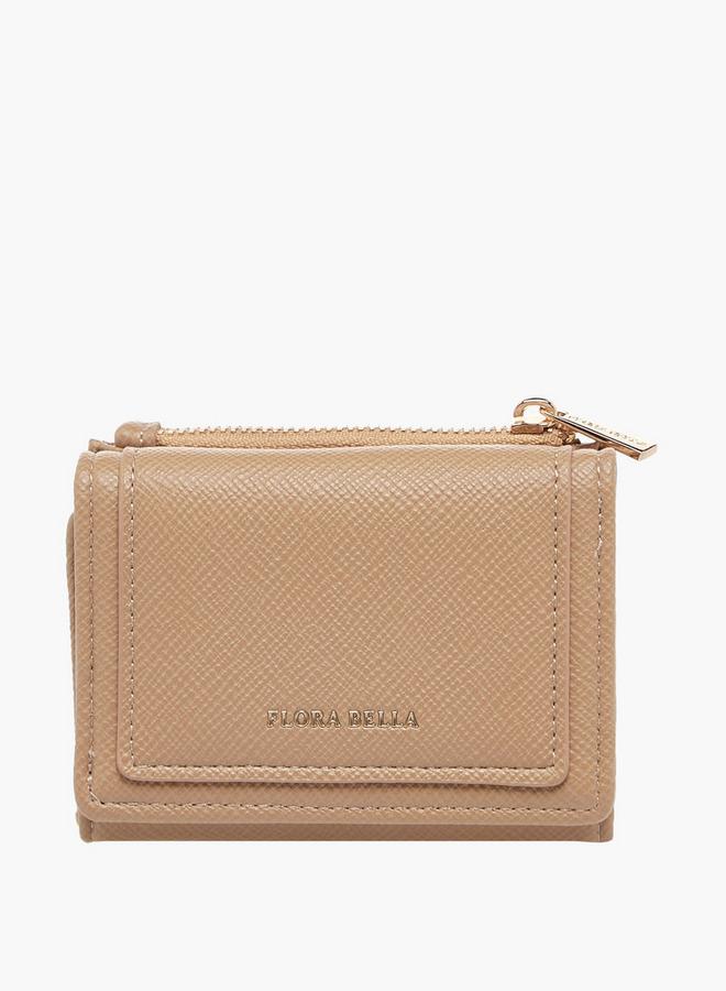 Flora Bella By Shoexpress Textured Tri-Fold Wallet with Snap Button Closure - Image 1