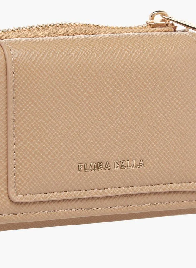 Flora Bella By Shoexpress BEIGE Textured Tri-Fold Wallet with Snap Button Closure for Women | Best Price UAE