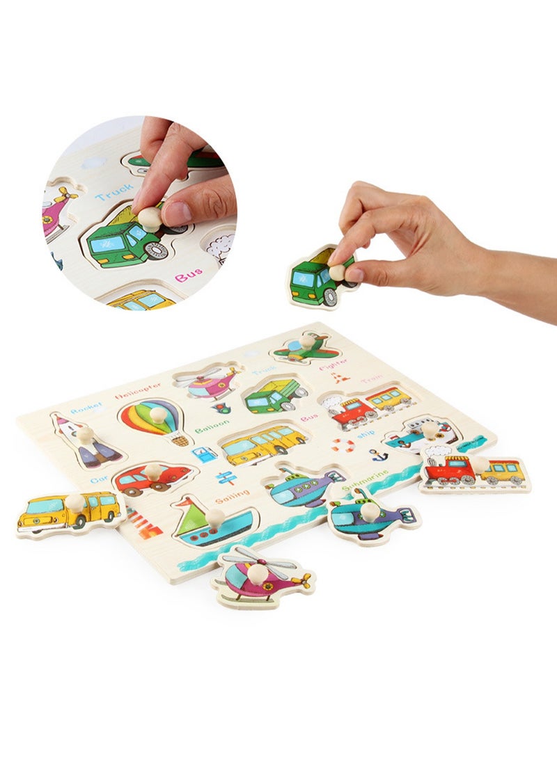 Children's Educational Wooden Cartoon Transportation Series Jigsaw Puzzles Suitable Child Gift Bag Pack  - Image 5