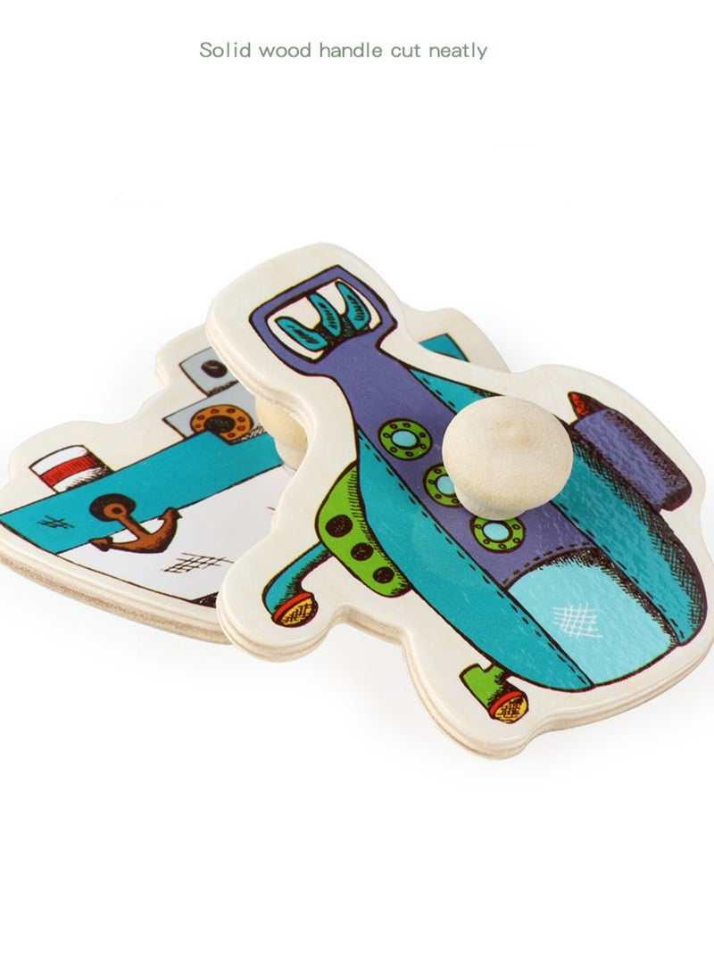 Children's Educational Wooden Cartoon Transportation Series Jigsaw Puzzles Suitable Child Gift Bag Pack  - Image 4