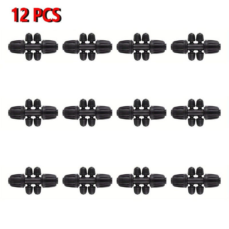 12pcs Drip Irrigation Locking Barbed Tee Fittings 1/2 to 1/4 Inch for 12mm 16mm 4.7mm Tubing - Image 1