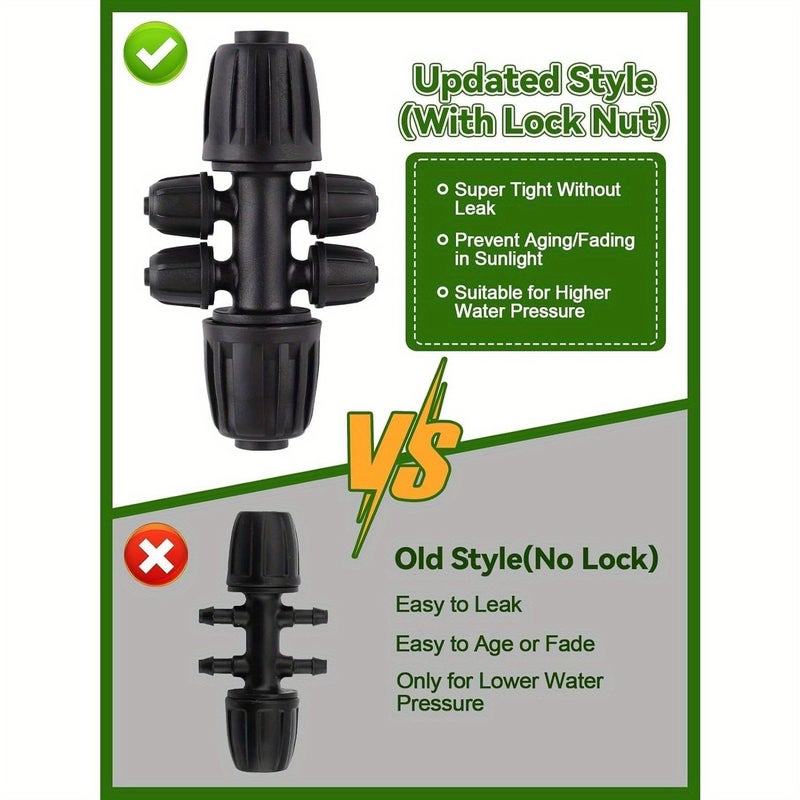 12pcs Drip Irrigation Locking Barbed Tee Fittings 1/2 to 1/4 Inch for 12mm 16mm 4.7mm Tubing - Image 5