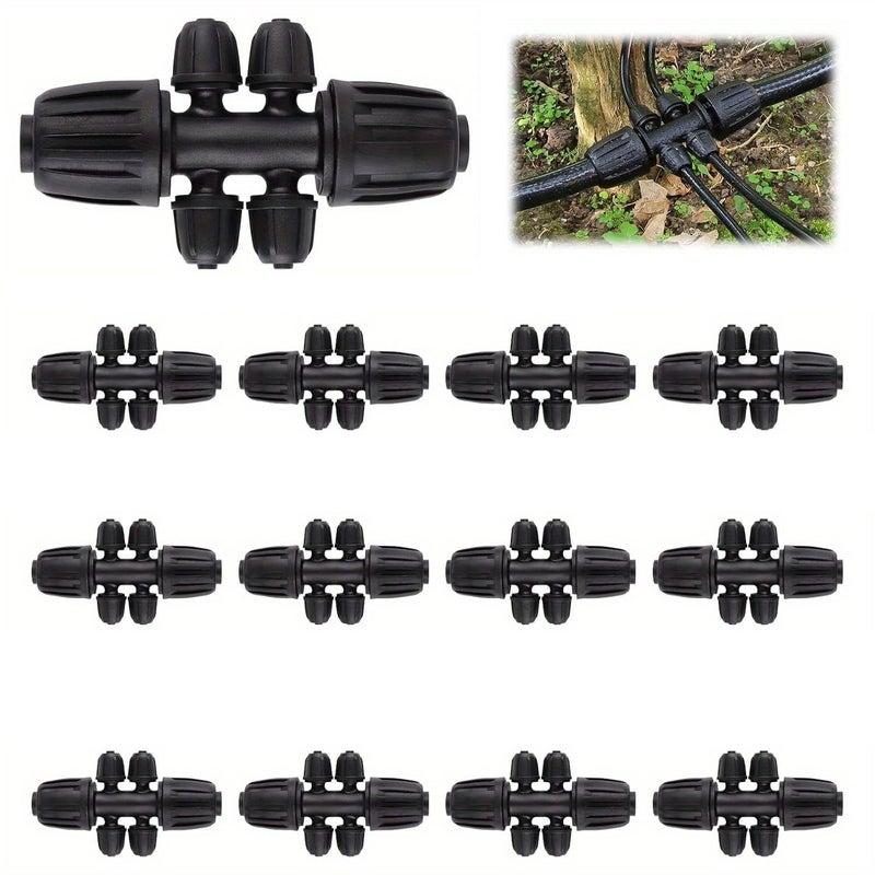 12pcs Drip Irrigation Locking Barbed Tee Fittings 1/2 to 1/4 Inch for 12mm 16mm 4.7mm Tubing - Image 4