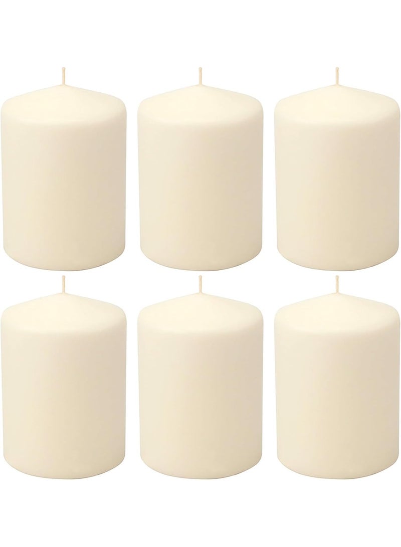Unscented Ivory Pillar Candles - Dripless Clean Burning Smokeless Household Dinner Candle SPA Romantic Candles Relaxing Saturdays, Special Occasions - Long Burning Hours | Set of 6 - Image 1