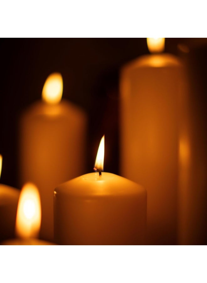 Unscented Ivory Pillar Candles - Dripless Clean Burning Smokeless Household Dinner Candle SPA Romantic Candles Relaxing Saturdays, Special Occasions - Long Burning Hours | Set of 6 - Image 4