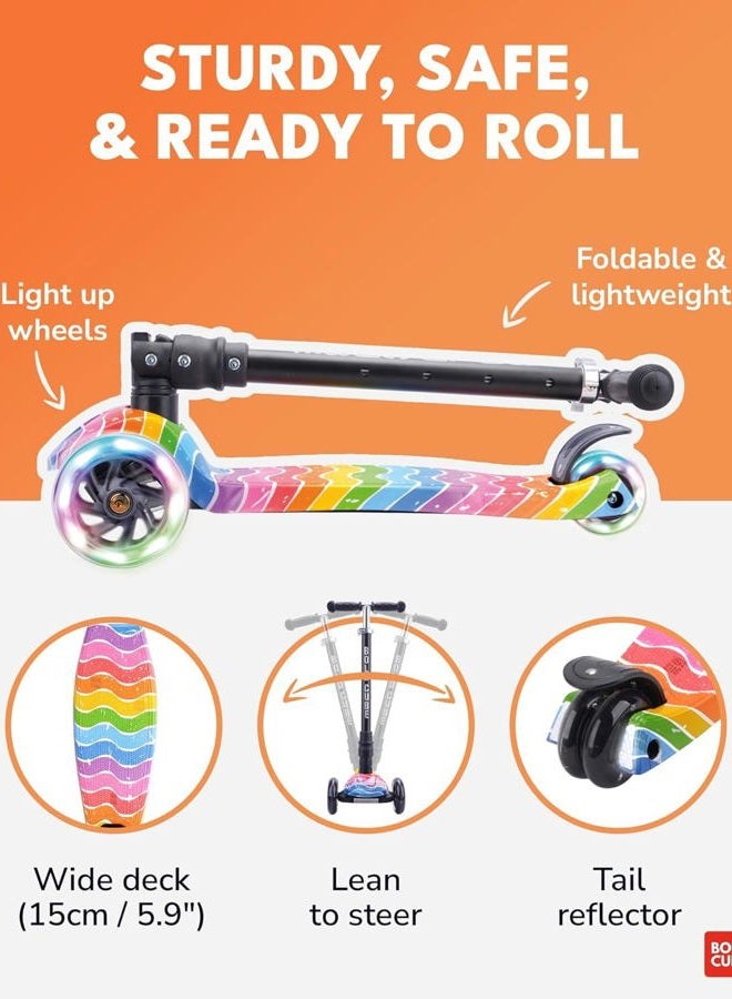 BoldCube Big Fold | 3 Wheel Scooter for Kids Ages 5-10 Years | LED Wheels | Height Adjustable 65 to 89 cm | Rear Reflectors - Image 2