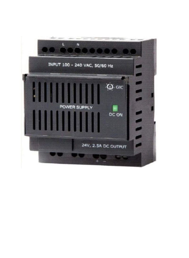 GIC Din Rail DB Mounted 100-240V to 24V DC 2.5A Single Output Switched Mode Power Supply Converter - Made in India  - Image 3