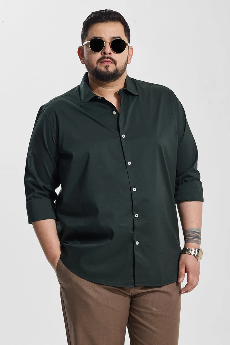 SNITCH قميص مقاس كبير أخضر داكن بقصة عادية