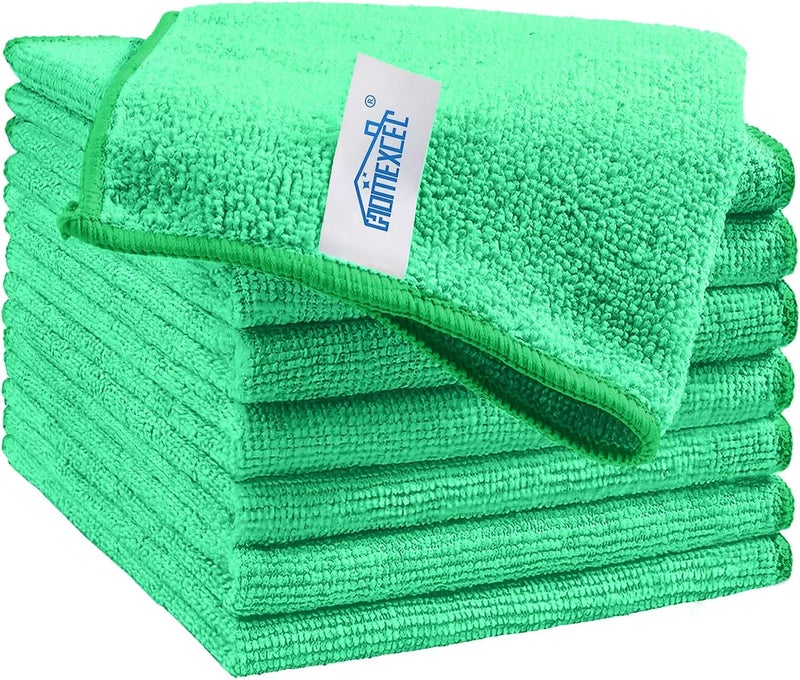 HOMEXCEL Green Microfiber Cleaning Cloth, 8 Pack Cleaning Towels for Kitchen, Lint Free, Scratch-Free, Highly Absorbent, and Reusable Cleaning Rags for House, Window and Glass, Cars, 11.5 X11.5 inch - Image 1