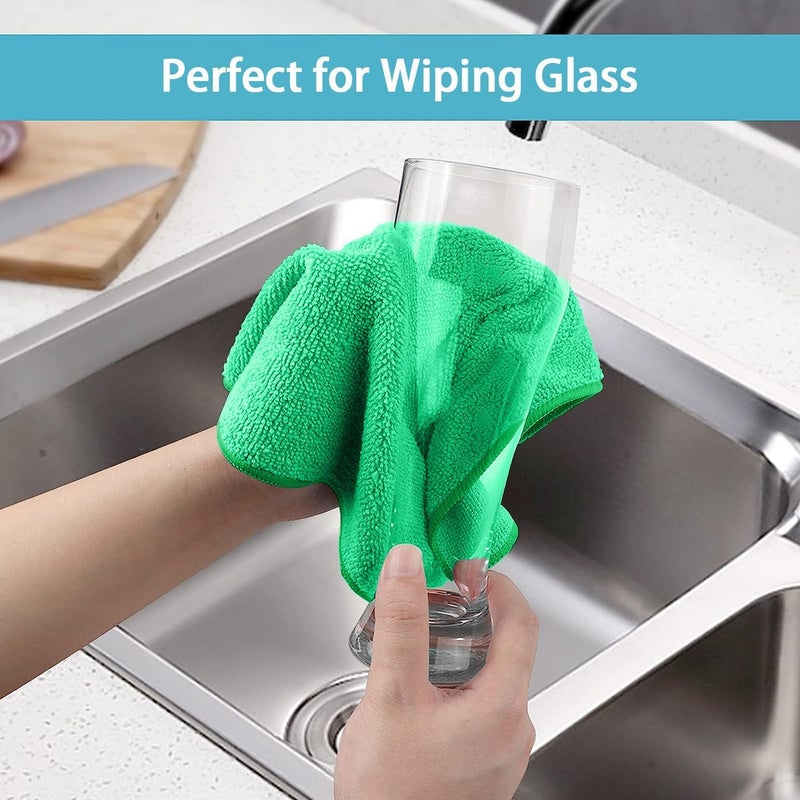 HOMEXCEL Green Microfiber Cleaning Cloth, 8 Pack Cleaning Towels for Kitchen, Lint Free, Scratch-Free, Highly Absorbent, and Reusable Cleaning Rags for House, Window and Glass, Cars, 11.5 X11.5 inch - Image 5