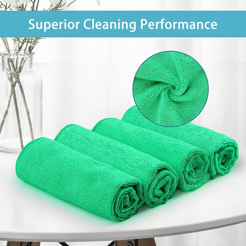 HOMEXCEL Green Microfiber Cleaning Cloth, 8 Pack Cleaning Towels for Kitchen, Lint Free, Scratch-Free, Highly Absorbent, and Reusable Cleaning Rags for House, Window and Glass, Cars, 11.5 X11.5 inch - Image 3