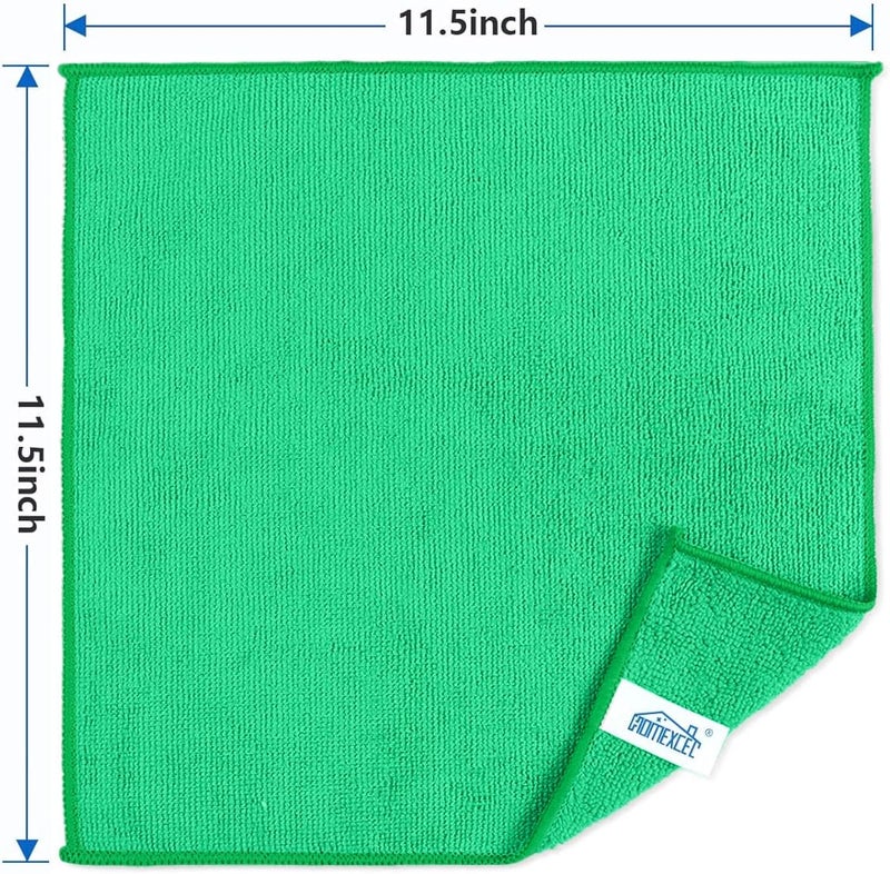 HOMEXCEL Green Microfiber Cleaning Cloth, 8 Pack Cleaning Towels for Kitchen, Lint Free, Scratch-Free, Highly Absorbent, and Reusable Cleaning Rags for House, Window and Glass, Cars, 11.5 X11.5 inch - Image 2