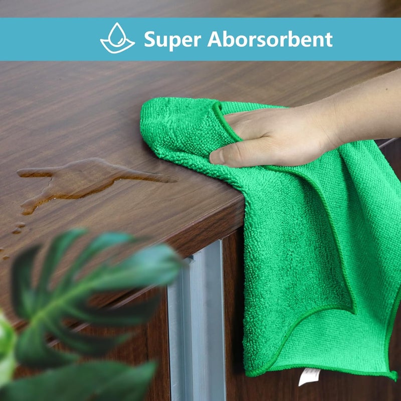 HOMEXCEL Green Microfiber Cleaning Cloth, 8 Pack Cleaning Towels for Kitchen, Lint Free, Scratch-Free, Highly Absorbent, and Reusable Cleaning Rags for House, Window and Glass, Cars, 11.5 X11.5 inch - Image 4