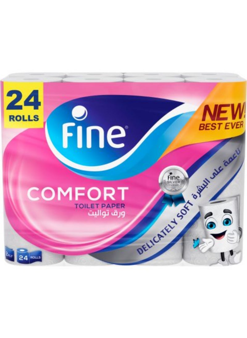 Fine Toilet Tissue Comfort 180 Sheets 2 Plies - 24 Rolls