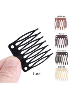 yantaisiyu 50 PCS Hair Clip Combs for Wigs - 7-Teeth Plastic Combs with Caps, Ideal for Wig Making Accessories (Black)  - Image 3