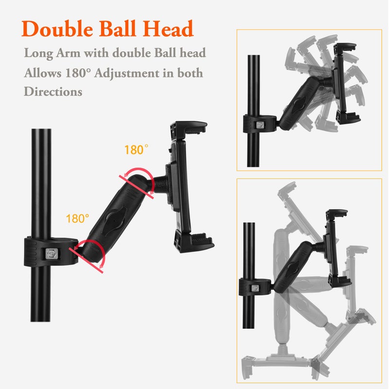 Peastrex Ipad Holder for Mic Stand, Tablet Phone Holder Micophone Music Stand Mount Adjustable Rotatabe with Super Handle Clamp for iPad Pro 12.9 Air Mini, Android, 4 to 13.5inch iPhones and Tablets - Image 2
