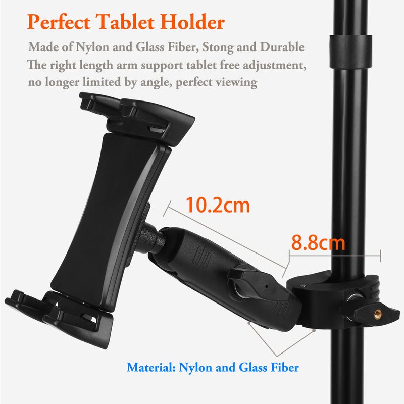 Peastrex Ipad Holder for Mic Stand, Tablet Phone Holder Micophone Music Stand Mount Adjustable Rotatabe with Super Handle Clamp for iPad Pro 12.9 Air Mini, Android, 4 to 13.5inch iPhones and Tablets - Image 4