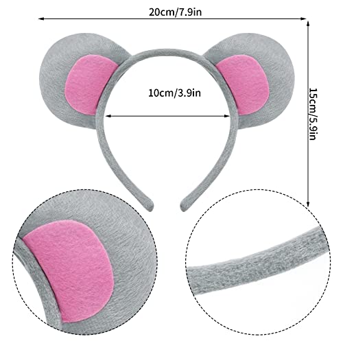 Jmkcoz Gray Mouse Costume Tutu Set, Mouse Ear Headband Bowtie Tail Bow Tie Animal Fancy Dress Costume Kit for Halloween Cosplay Party Decoration - Image 2