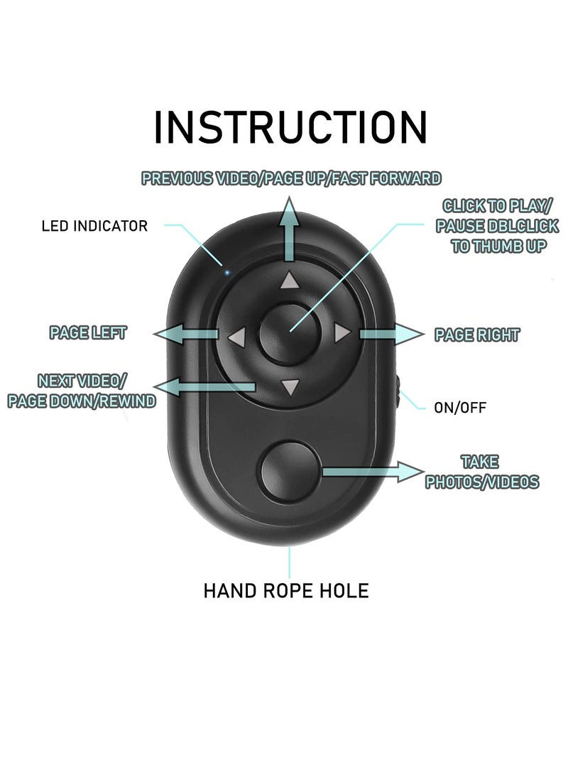 KASTWAVE Bluetooth Remote Phone Page Turner Available for Tiktok Scroll Controller Wireless Remote Control Camera Shutter Remote for Android and ios (Black) - Image 3