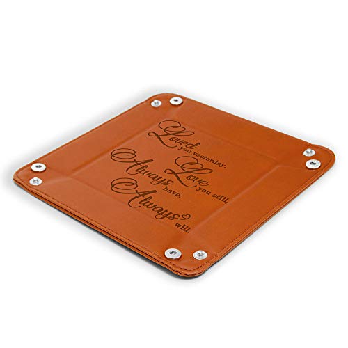 KATE POSH - Loved You Yesterday, Love You Still, Always Have, Always Will Engraved Leather Catchall Valet Tray, Our 3rd Wedding Anniversary, 3 Years as Husband & Wife, Gifts for her, him (Rawhide) - Image 3