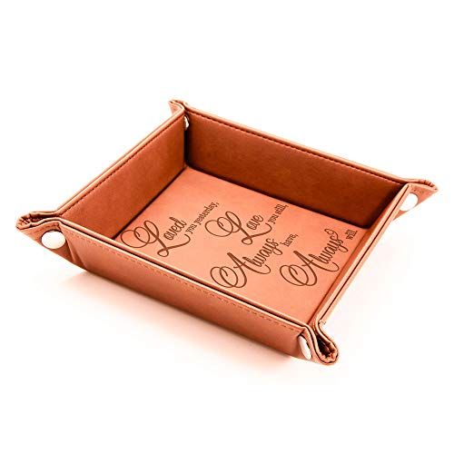 KATE POSH - Loved You Yesterday, Love You Still, Always Have, Always Will Engraved Leather Catchall Valet Tray, Our 3rd Wedding Anniversary, 3 Years as Husband & Wife, Gifts for her, him (Rawhide) - Image 2