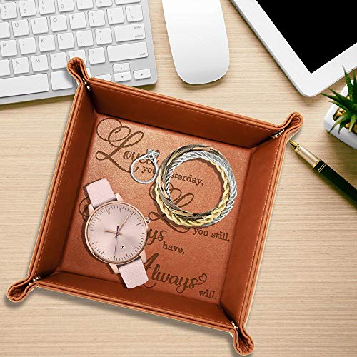 KATE POSH - Loved You Yesterday, Love You Still, Always Have, Always Will Engraved Leather Catchall Valet Tray, Our 3rd Wedding Anniversary, 3 Years as Husband & Wife, Gifts for her, him (Rawhide) - Image 5