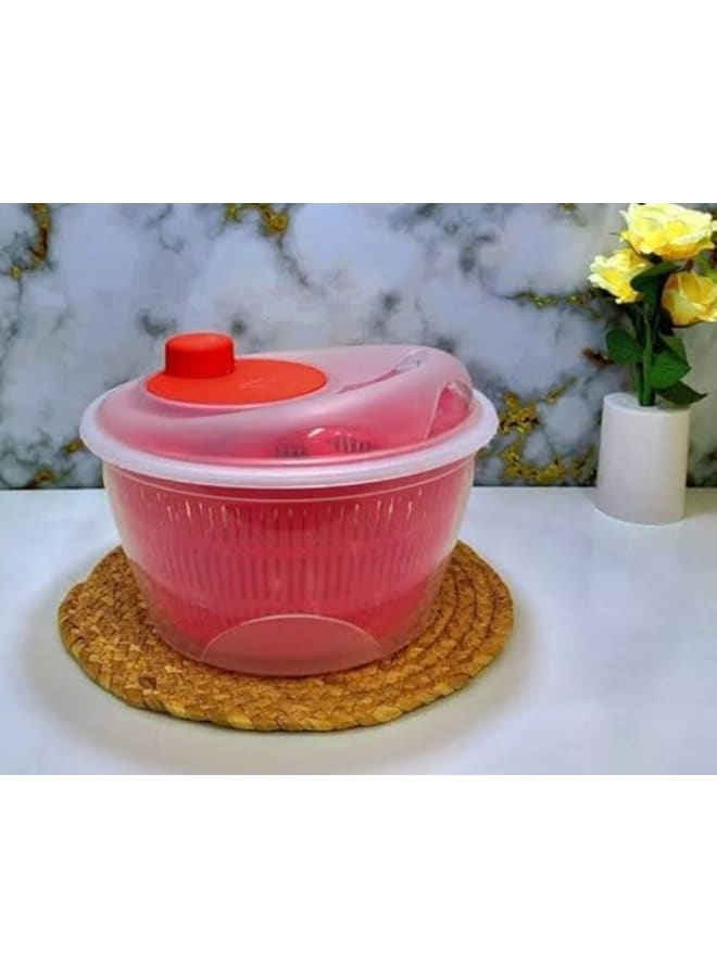 Salad Dryer Large 5L Rotating Salad Dryer With Ergonomic Handle, Safe Lock Lid And Non-Slip Base, Vegetable Washer With Bowl For Cleaning And Drying Salad, Vegetables, Fruits.