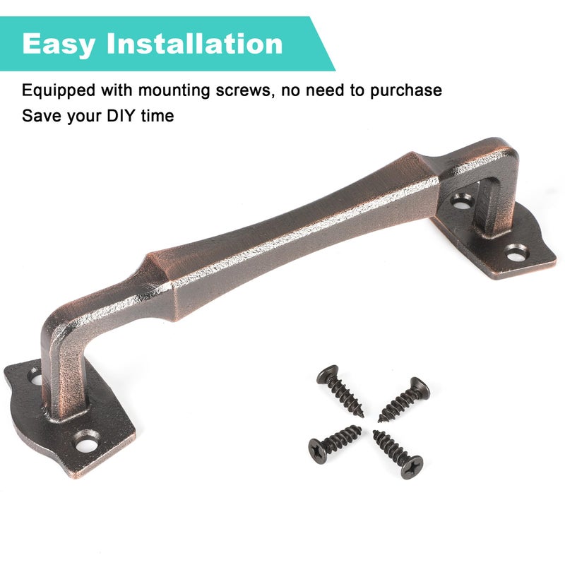 Eumtenr Sliding Barn Door Handles, 10 Inch Heavy Duty Rustic Design Barn Pull Handle, for DIY Sliding Barn Door, Gate, Shed, Garage | Square Solid Metal Material, Oil Rubbed Bronze Finish - Image 3
