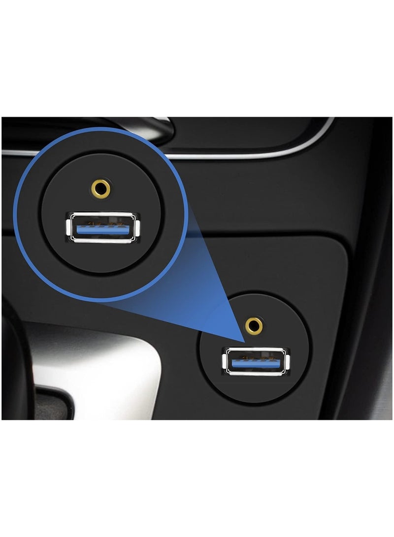 Vierex USB Flush Mount - 1M 3ft 3.5mm & USB 3.0 AUX Extension Mount, Dash Mount, Flush Mount, Panel Mount Cable, for Car, Boat, Motorcycle - Image 5