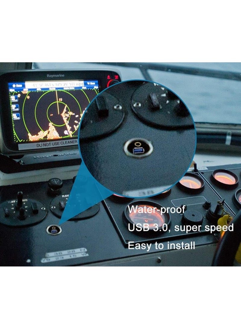 Vierex USB Flush Mount - 1M 3ft 3.5mm & USB 3.0 AUX Extension Mount, Dash Mount, Flush Mount, Panel Mount Cable, for Car, Boat, Motorcycle - Image 3