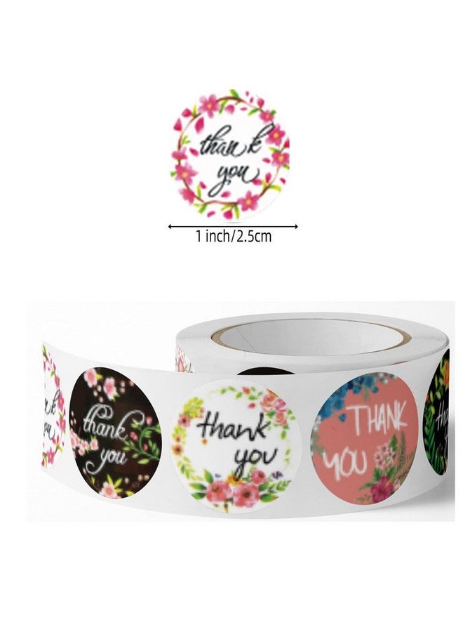 Citihomy 500 Pcs Thank You Stickers 8 Designs 1 Inch Thank You Stickers for Packaging Thank You Stickers for Small Business Thank You Label Stickers Self-Adhesive Labels (Black Floral) - Image 2