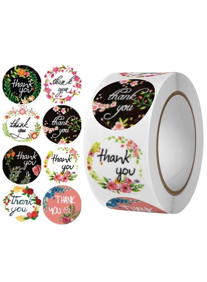Citihomy 500 Pcs Thank You Stickers 8 Designs 1 Inch Thank You Stickers for Packaging Thank You Stickers for Small Business Thank You Label Stickers Self-Adhesive Labels (Black Floral) - Image 1