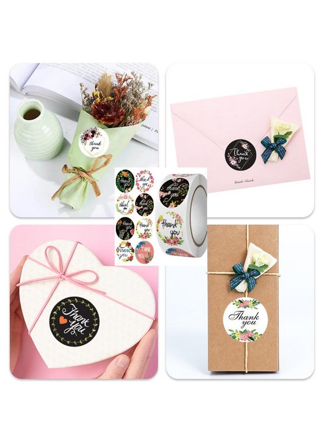 Citihomy 500 Pcs Thank You Stickers 8 Designs 1 Inch Thank You Stickers for Packaging Thank You Stickers for Small Business Thank You Label Stickers Self-Adhesive Labels (Black Floral) - Image 5