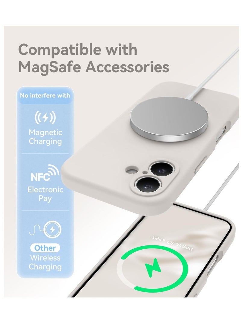 Raxoom iPhone 16 Plus Case – Upgraded Silicone Phone Cover with Camera Protection, Compatible with MagSafe, Anti-Scratch Microfiber Lining & 2 Screen Protectors – Stone - Image 3