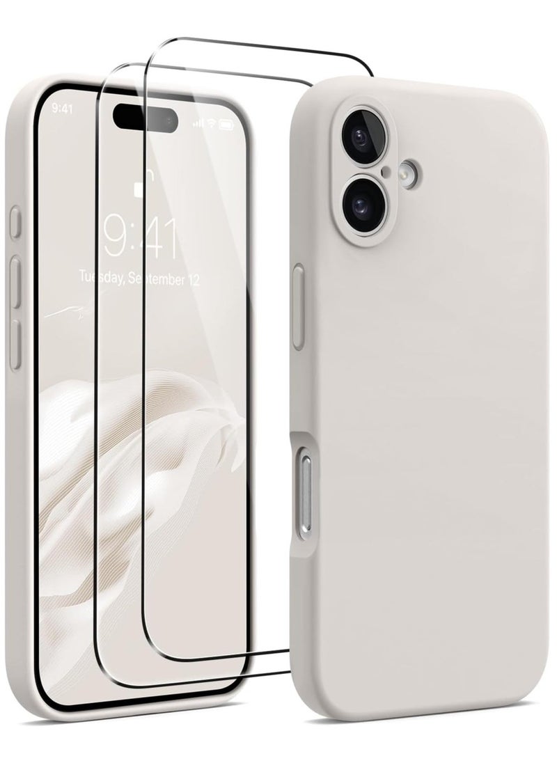 Raxoom iPhone 16 Plus Case – Upgraded Silicone Phone Cover with Camera Protection, Compatible with MagSafe, Anti-Scratch Microfiber Lining & 2 Screen Protectors – Stone - Image 1