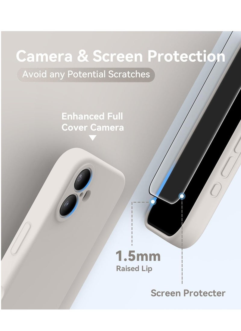 Raxoom iPhone 16 Plus Case – Upgraded Silicone Phone Cover with Camera Protection, Compatible with MagSafe, Anti-Scratch Microfiber Lining & 2 Screen Protectors – Stone - Image 4