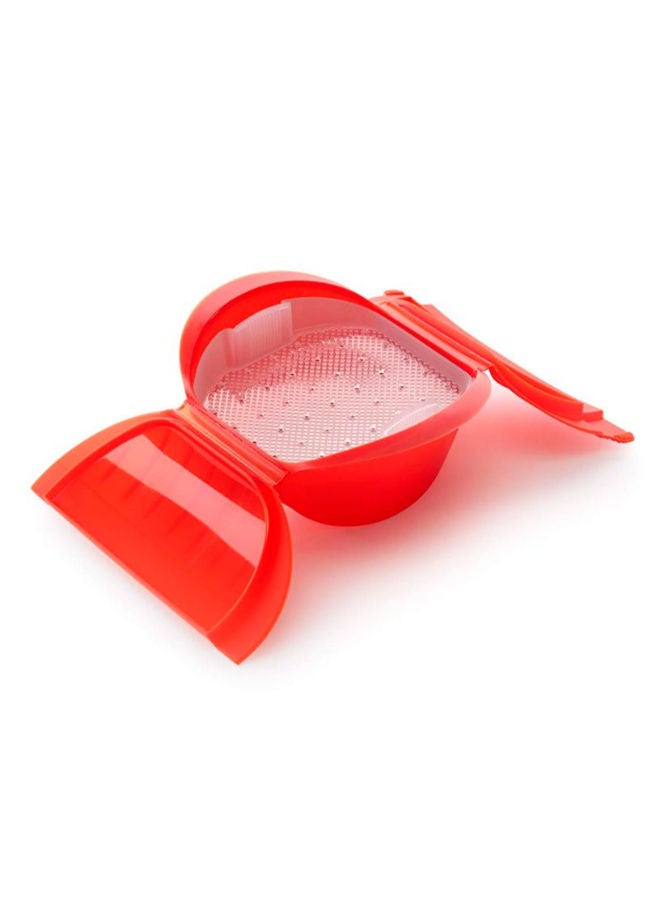 Lekue Microwave Steam Cooker With Tray -Red - Image 1