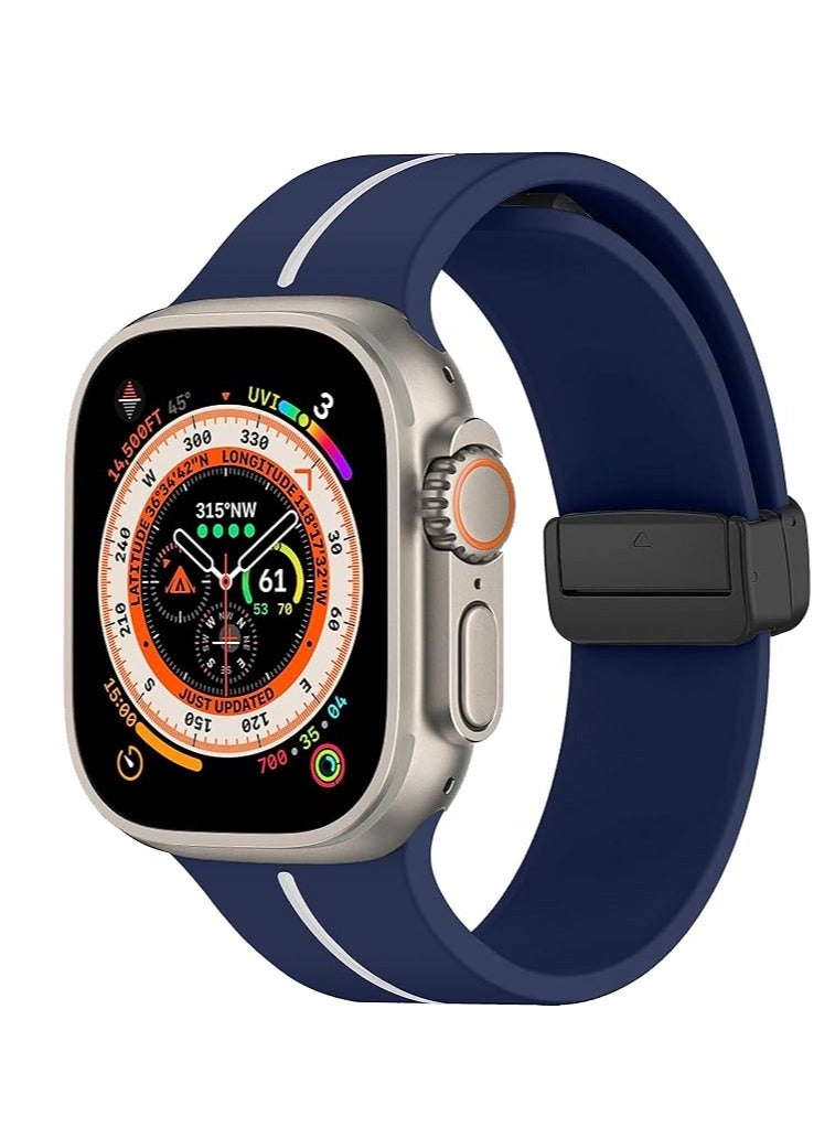 Silicone Magnetic Strap for Apple Watch Ultra Band 49mm 45mm 44mm 42mm Men/Women, Soft Sport Silicone Replacement Wristband Strap for iwatch Series 9/8/7/6/5/4/3/2/SE/Ultra2 - Image 1