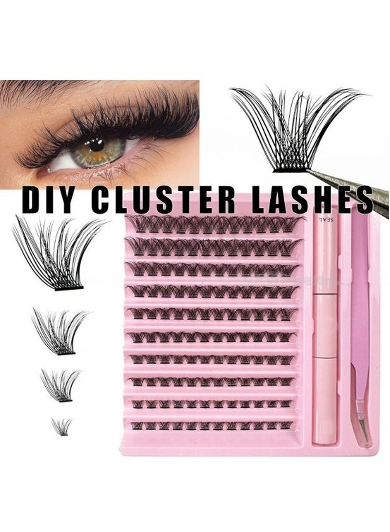 يوڠام رموش صناعية فردية في عبوات - 120 رمش منفوش - امتدادات رموش DIY بمظهر طبيعي - قابلة لإعادة الاستخدام - غراء رموش أسود لاصق - رموش عنقودية بتأثير ثلاثي الأبعاد - رموش صناعية فردية مع غراء للرموش - Image 1