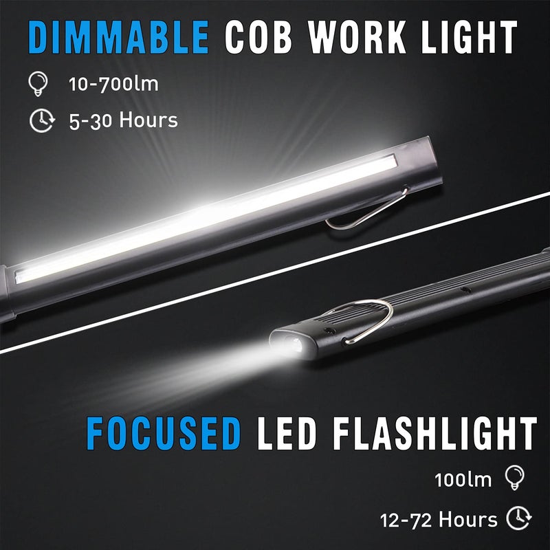 Dr. Prepare LED Work Light, 700 Lumens Foldable Rechargeable Work Light, 3200mAh Cordless Portable Magnetic COB LED Inspection Light for Car Repair, Home, Garage, Emergency - Image 2