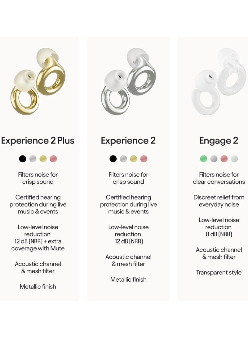 Loop Experience 2 Plus Ear Plugs – Stylish Certified Hearing Protection for Concerts & Festivals, Live Events, Sports, DJs & Nightlife – 17dB Noise Reduction, (High-Fidelity) + Mute for extra coverage - Image 2