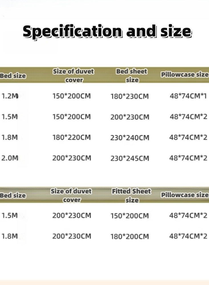 غسل القطن أربعة قطعة AB مزدوجة الجانب أربعة مواسم تنطبق على الأم والطفل الأقمشة الصديقة للبيئة ، مريحة 1.8 متر ورقة أربعة قطعة مجموعة 【 200 * 230cm لحاف 】 - Image 3