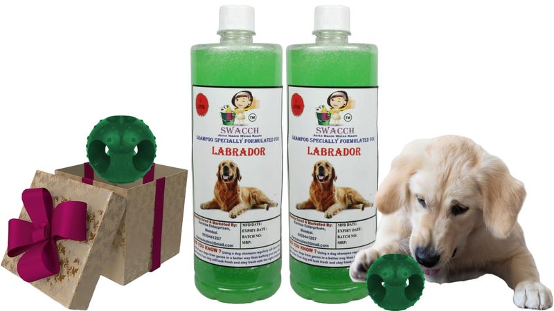 swacch Pet Shampoo | Puppy Safe Shampoo | PH Balanced | Ditch to Itch for Labrador Dog Shampoo 2 Litre (Neem Alovera) + Goofy Ball Chew Toy Combo Pack - Image 1
