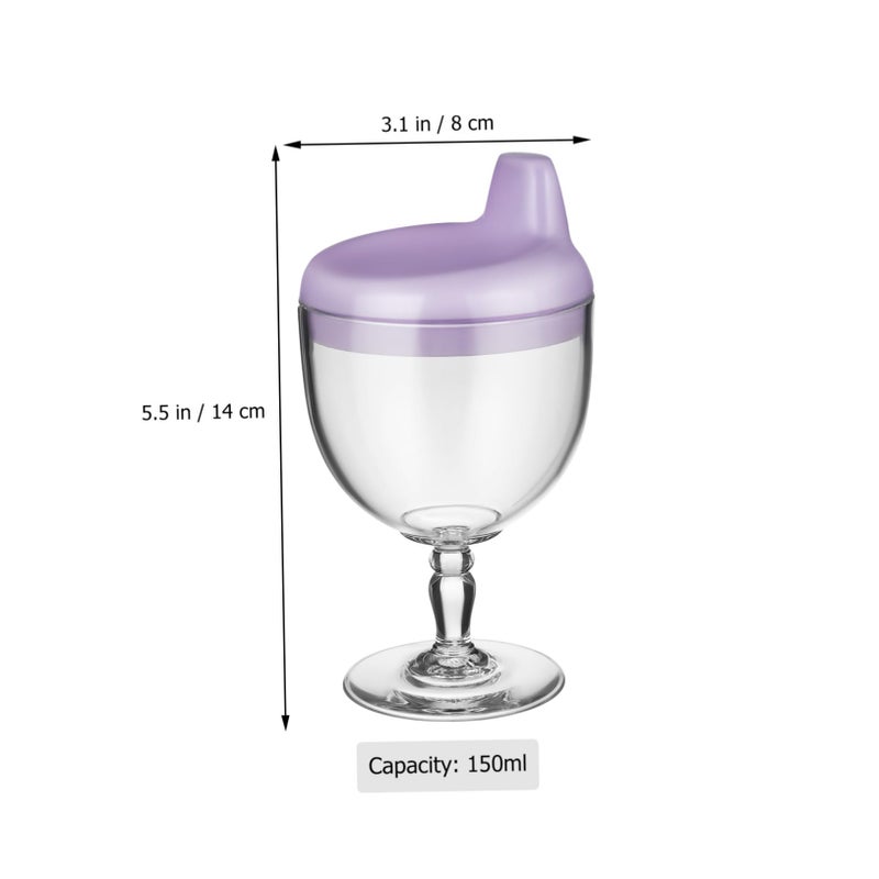 2 Pcs Kids Spill Proof Drinking Cups High Foot Goblet for Juice and Milk Purple and Yellow - Image 3