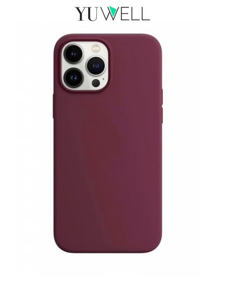 iPhone 14 Pro Max Silicone Protective Case For iPhone 14 Pro Max 6.7 Inch Soft Liquid Gel Rubber Cover Shockproof Thin Cover Compatible For iPhone 14 Pro Max Burgundy