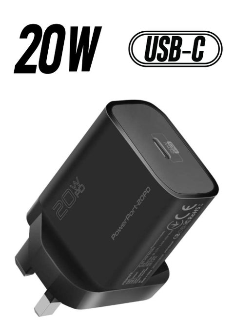 20W USB-C Charger with Power Delivery, Ultra-Compact Fast Charge Type-C Wall Adapter with USB-C Power Delivery for iPhone 12/12 Mini/12 Pro/12 Pro Max, iPad Pro, PowerPort20PD-